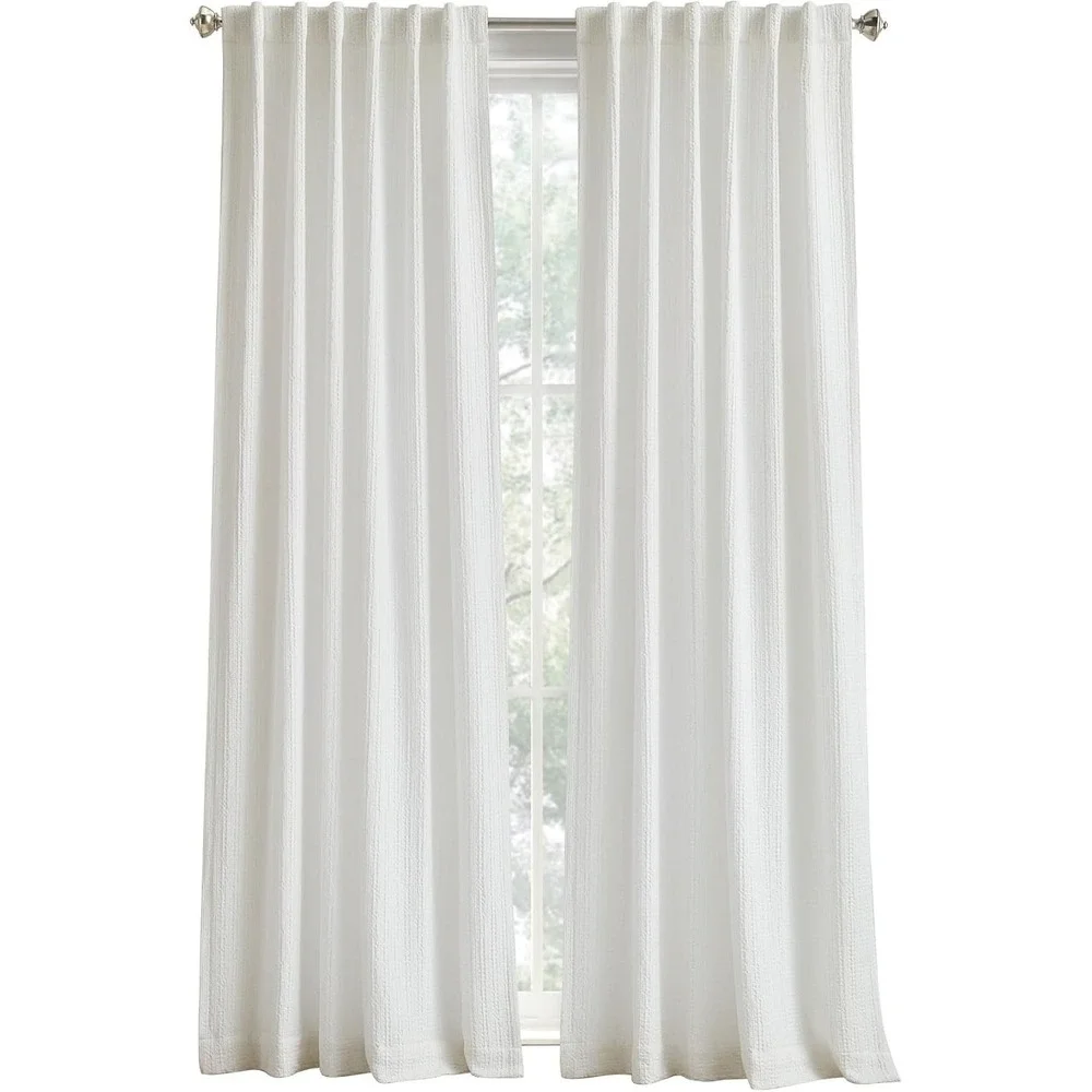 DKNY Pure Donna waffle stripe textured Curtains - White - set of 2 - 50